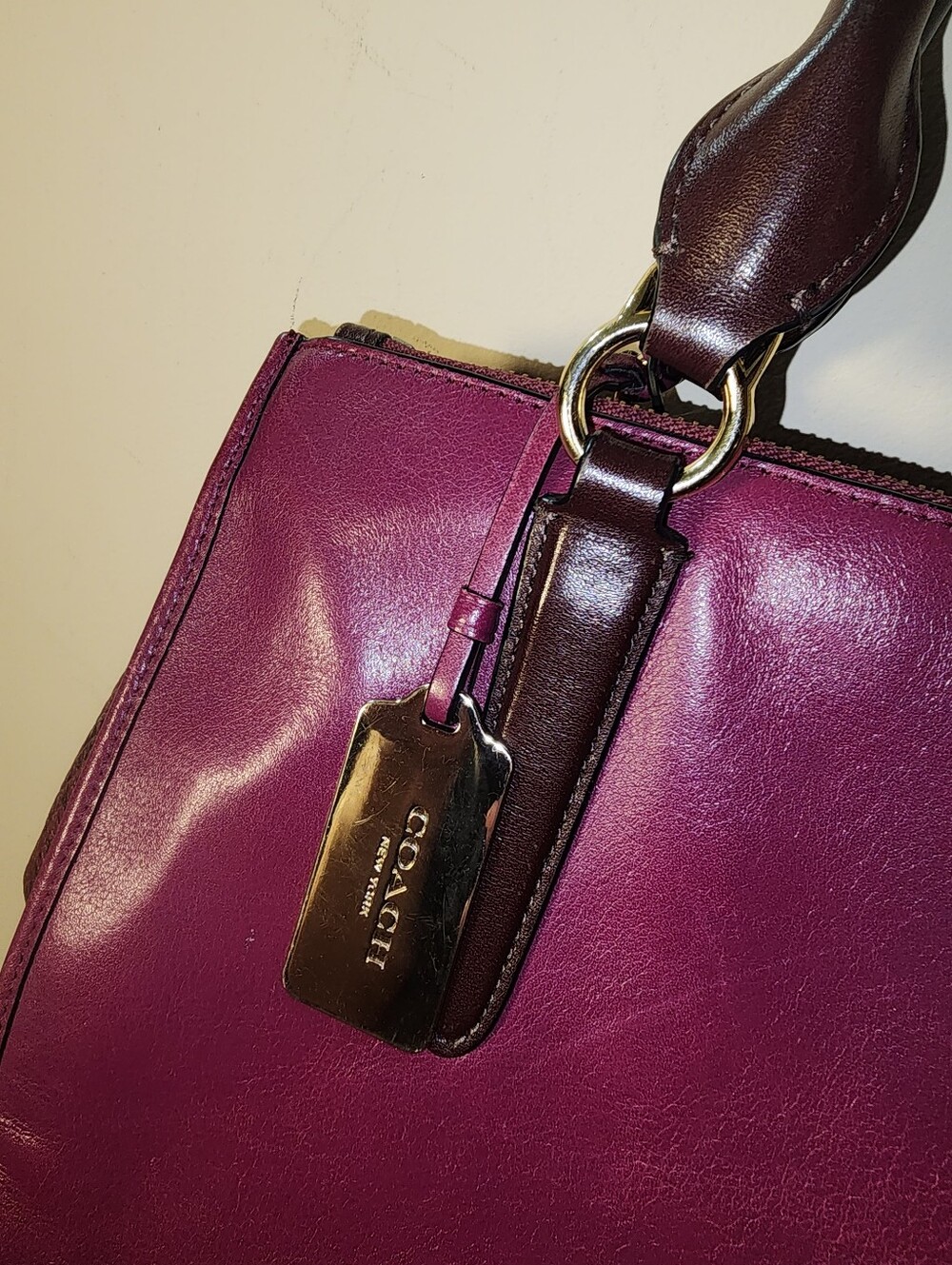 Coach Leather Exoctic Python Crosby Carryall Cyclamen Satchel Plum Turnlock Tote - Picture 11 of 17